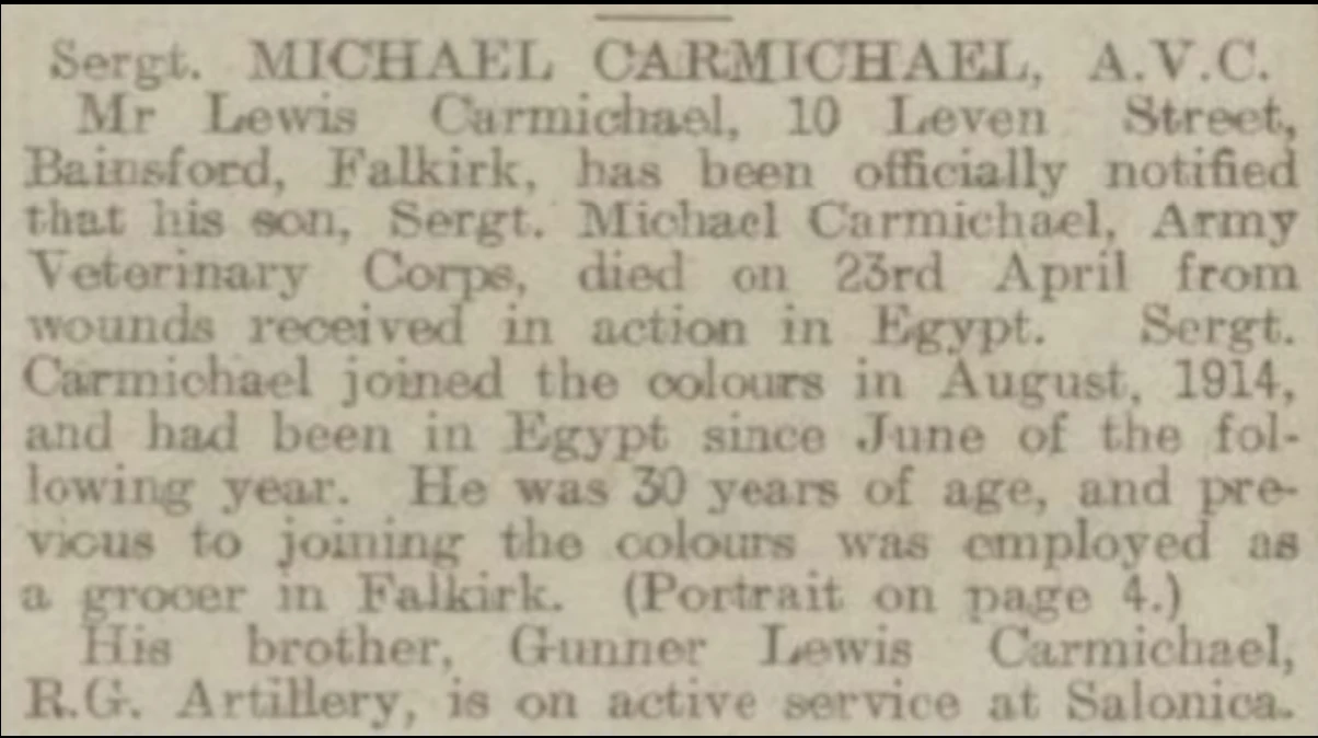 Original newspaper death notice. Supplied by Graham Hodgkins; Find a Grave contributor credit: Edenblue. Publication and issue date unestablished.