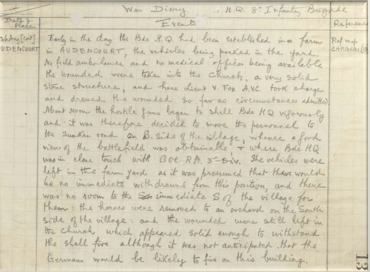 War diary entry
